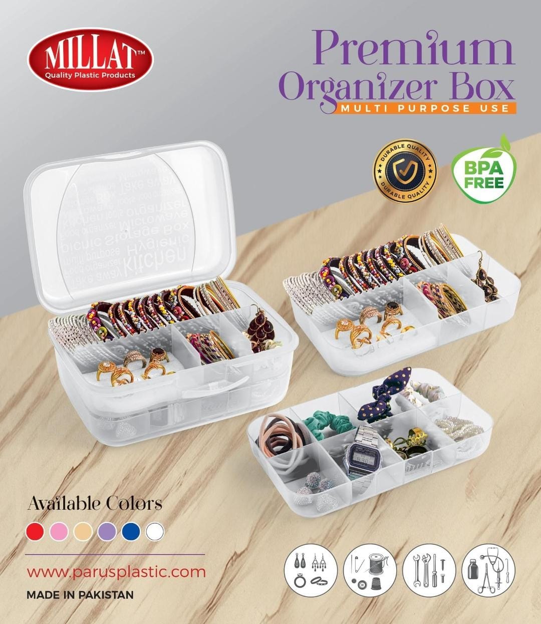 3-Tier Jewelry and Cosmetics Organizer Box