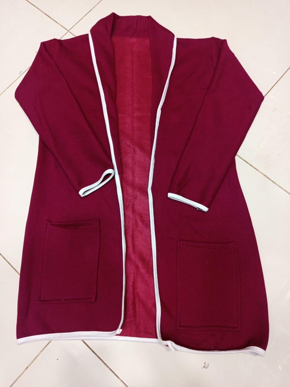 Women's Single Stitched Fleece Coat - Plain Design